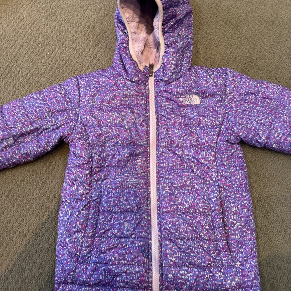 North Face Good Used Girls Size 5 Thin Puffer Coat Reversible - Picture 1 of 3